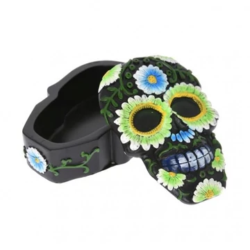 Koponya alakú műanyag tartó 8 x 11 x 4,5 cm zöld és kék