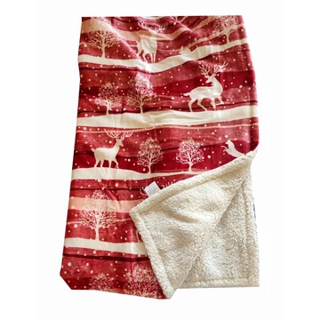Olasz szarvasos pléd  piros 130 x 160 cm