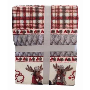 Karácsonyi puha olasz pléd szarvasokkal 130 x 160 cm