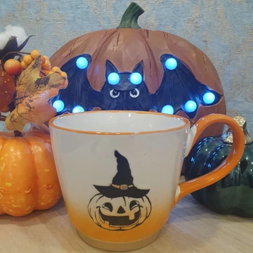 Halloween bögre vigyorgó boszorkány tökkel 11 x 9,2 cm