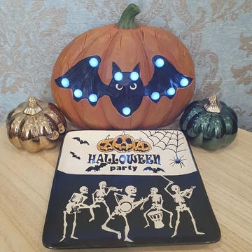Halloween party tányér zenélő csontvázakkal 22 x 22 cm