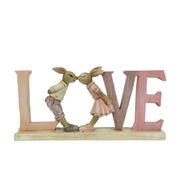 LOVE felirat szerelmes nyuszi párral 19 x 3 x 9 cm