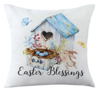 Húsvéti díszpárnahuzat nyuszival tojásokkal 42 x 42 cm