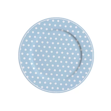 Porcelán desszertes tányér világoskék pöttyös 19 cm