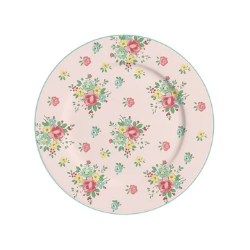 Porcelán desszertes tányér színes virágokkal 19 cm