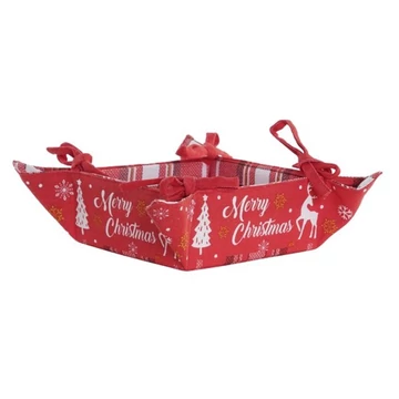 Piros kínáló Merry Christmas felirattal 30 x 30 x 10 cm