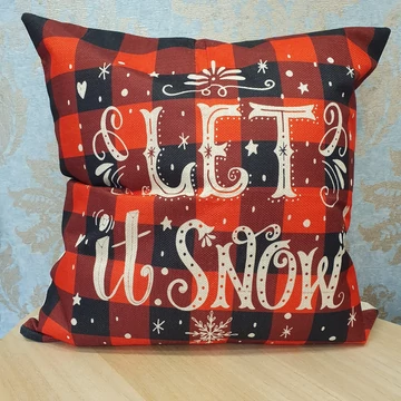 Let it Snow piros fekete kockás Karácsonyi párnahuzat 45 x 45 cm Let it Snow piros fekete kockás Karácsonyi párnahuzat 45 x 45 cm