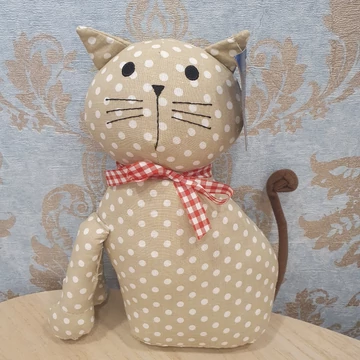 Ajtótámasz bézs színű pöttyös cica 28 cm