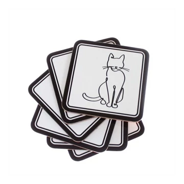 6 db-os macskás poháralátét fekete macska 10,5 x 10,5 cm