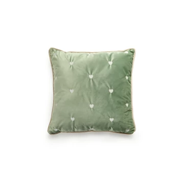 Díszpárna zöld szívekkel 45 x 45 cm Díszpárna zöld szívekkel 45 x 45 cm