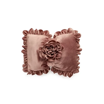 Díszpárna virággal fodrokkal sötét rózsaszín fodorral 42 x 36 x + 5 x cm Díszpárna virággal fodrokkal sötét rózsaszín fodorral 42 x 36 x + 5 x cm
