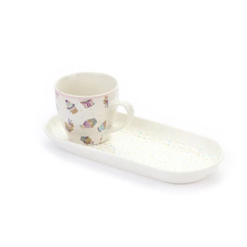 Porcelán bögre tálcával Cupcake 200 ml