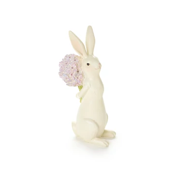 Nyuszi meglepetés virággal polyresin 11.5 x 27 cm