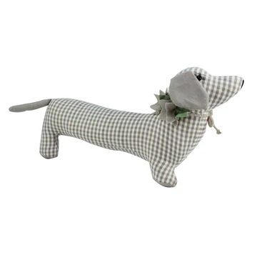 Lakásdísz tacskó kutyus kockás bézs