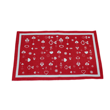Piros szőnyeg  fehér szívekkel masnikkal 50 x 120 cm