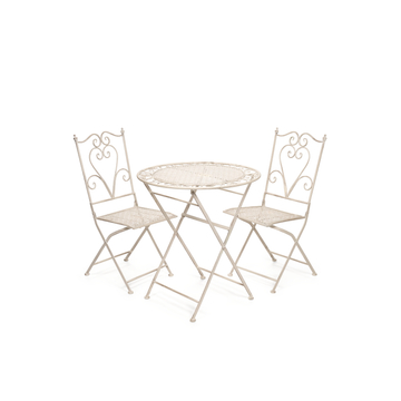 Kerti bútor vas  asztal+2 szék krémszínű