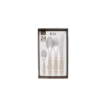 Evőeszközkészlet 24 db-os Demetra bézs fehér szívekkel