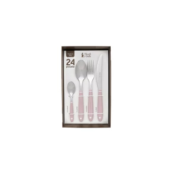 Evőeszközkészlet 24 db-os Demetra rózsaszín fehér szívekkel