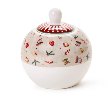 Karácsonyi porcelán cukortartó apró díszekkel Bear díszdobozban 270 ml