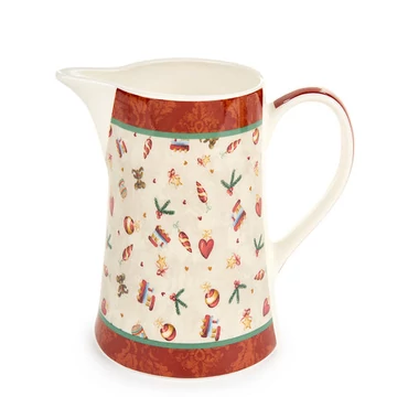 Karácsonyi porcelán kancsó apró díszekkel Bear 620 ml díszdobozban