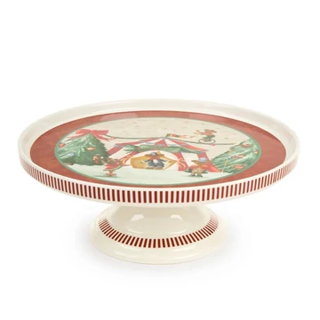 Karácsonyi porcelán tortatál sátras Bear 27 cm