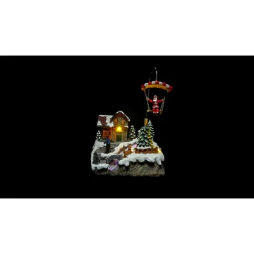 Karácsonyi ledes házikó mikulással  26 cm