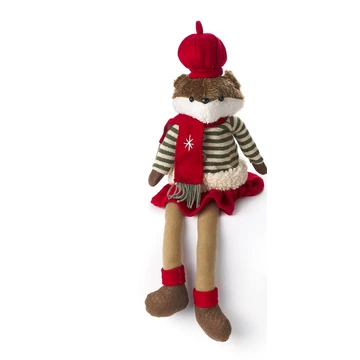 Lógólábú rókalány csíkos pulóverben piros szoknyában 50 cm