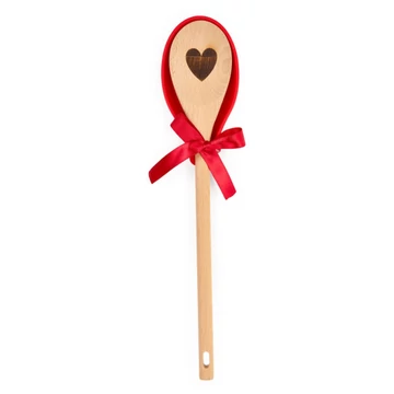 Karácsonyi fakanál szívecskével szilikon tartóval Bear 34,5 x 7,5 cm