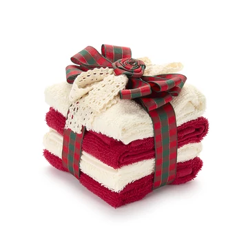 Karácsonyi kéztörlő 4 db-os piros-fehér