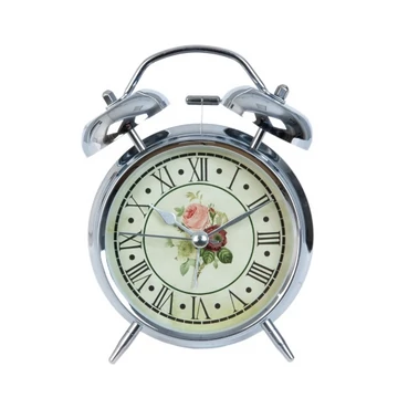 Ezüsz színű rózsás ébresztőóra Ezüsz színű rózsás ébresztőóra