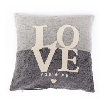 LOVE feliratos szürke textil párnahuzat 45x45cm