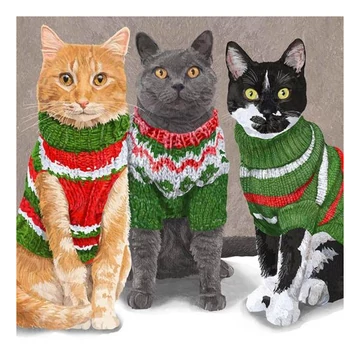 Papírszalvéta cicák pulóverben 20db-os 33 x 33 cm