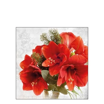 Papírszalvéta karácsonyi Mikulásvirággal 20 db-os 25 x 25 cm