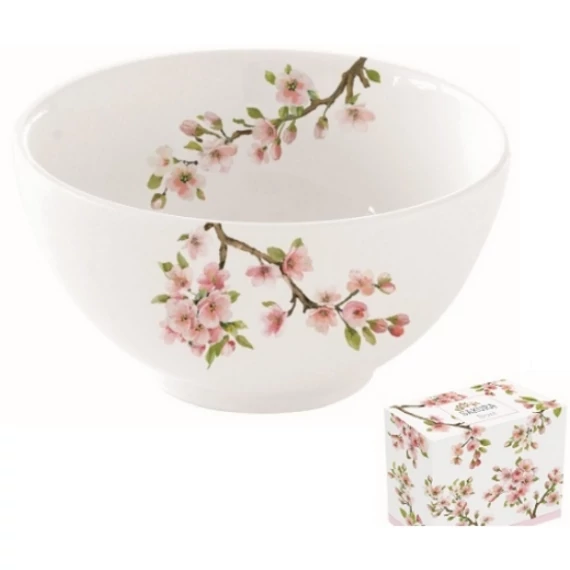 Porcelán tálka cseresznyevirággal díszdobozban 12 cm átmérő