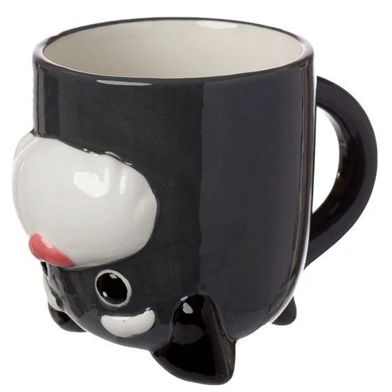 Fordított kutyás porcelán bögre szívecskés orral 500 ml dobozban