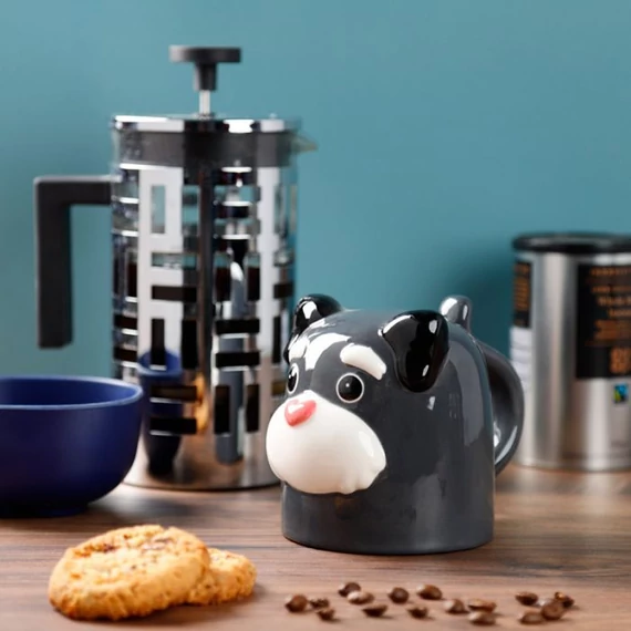 Fordított kutyás porcelán bögre szívecskés orral 500 ml dobozban