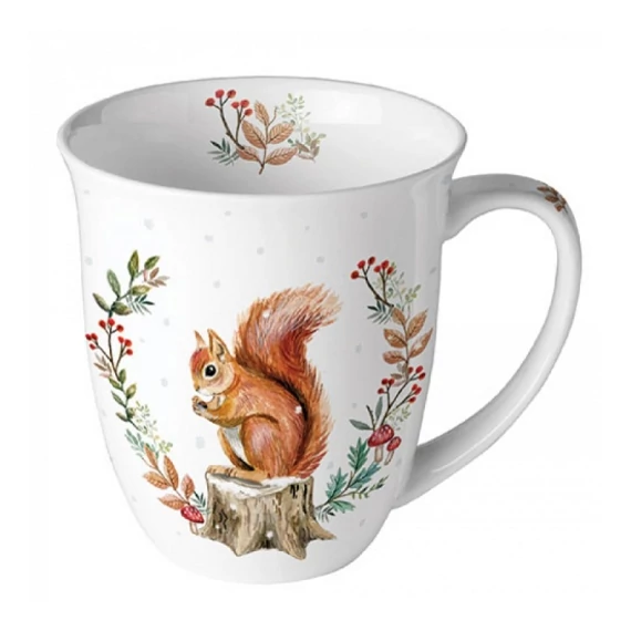 Mókusos porcelán bögre 400 ml