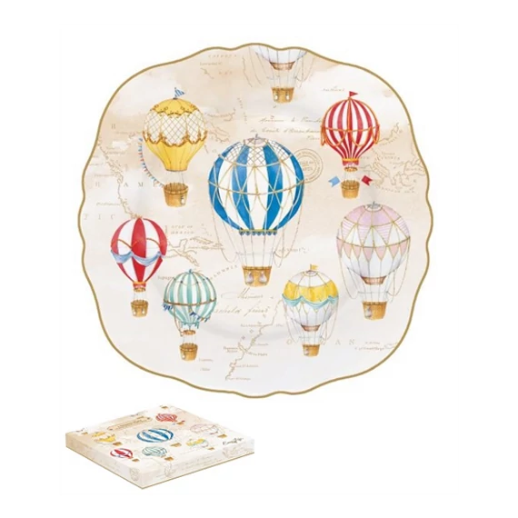 Hőlégballonos porcelán desszertes tányér 20 cm