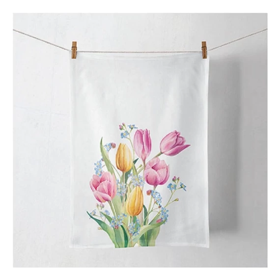 Színes tulipános konyharuha 50 x 70 cm