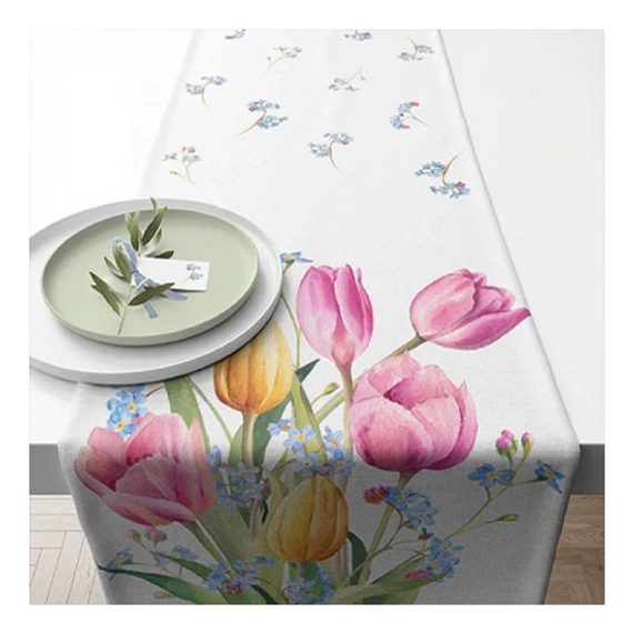 Színes tulipános asztali futó 40 x 150 cm
