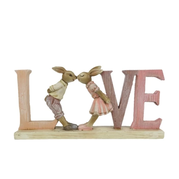 LOVE felirat szerelmes nyuszi párral 19 x 3 x 9 cm