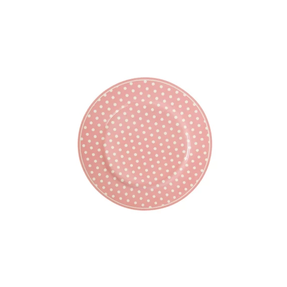 Porcelán pöttyös rózsaszín desszertes tányér 19 cm