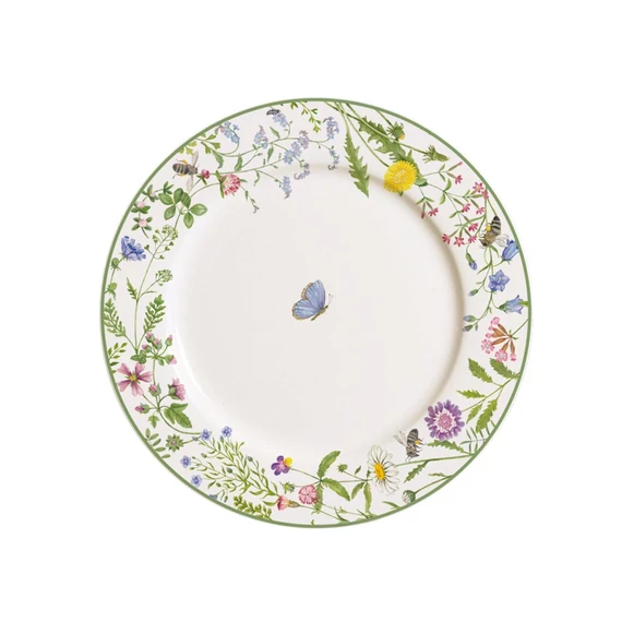 Porcelán desszert tányér pillangóval virágokkal 19 cm