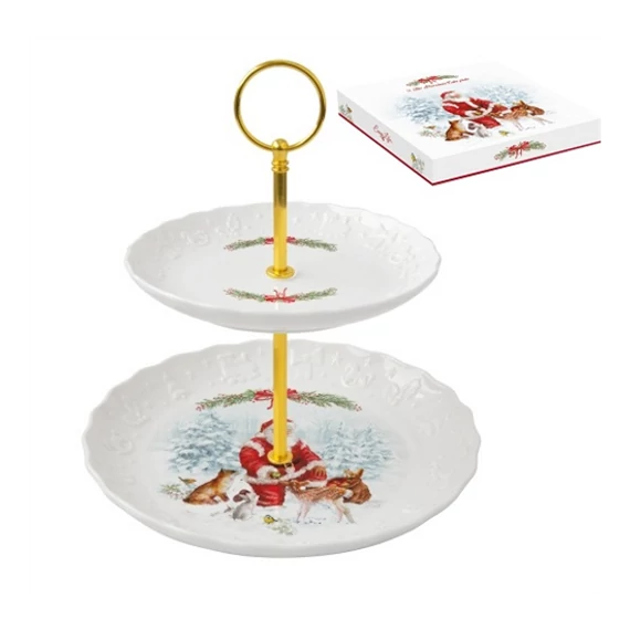 Mikulásos  porcelán kínáló 2 emeletes