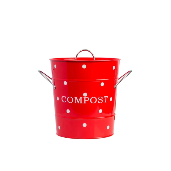 Piros konyhai komposztáló 21 x 19 cm 3L-es