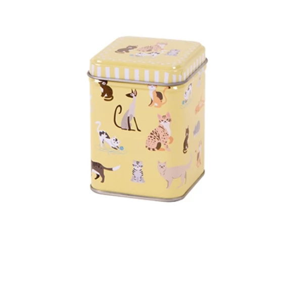 Cica banda sárga fémdoboz 6 x 6 x 8 cm