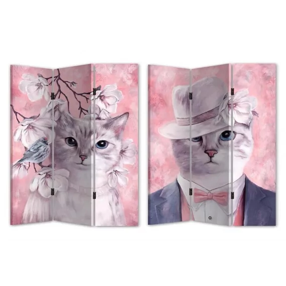 Macskás paraván 2 oldalon különböző mintával 3-as osztású 120 cm x 180 cm