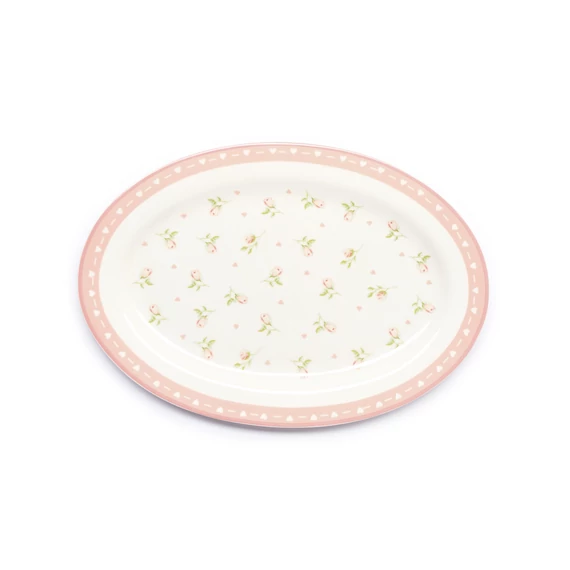 Porcelán rózsaszínszélű  apró virágos ovális tál Annette 35,3 x 25,2 cm