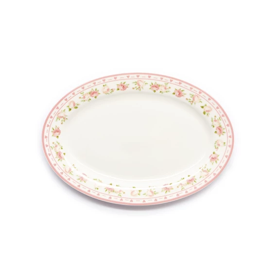 Porcelán rózsásszélű lapostányér Annette 30,6 x 22 cm