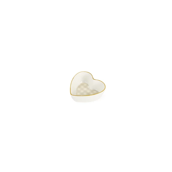 Porcelán szívecskés tálka  kockás  New Bone 9,5 x 10 cm